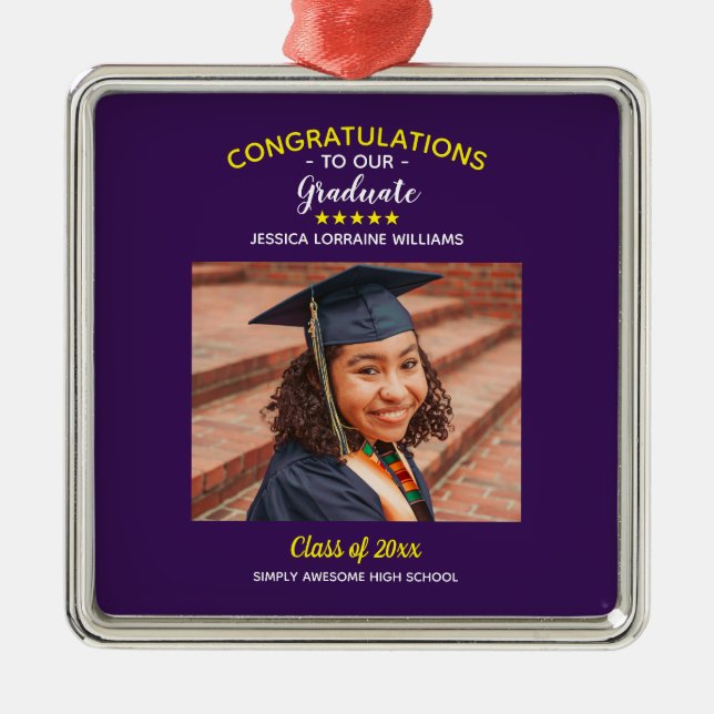 Graduation Custom Photo Congratulations Graduate Metal Tree Decoration (Front)