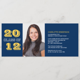 Graduation custom photo invitation blue class of