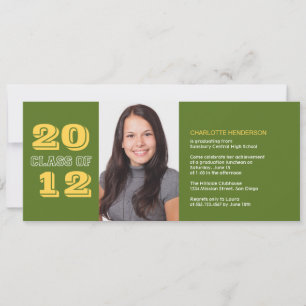 Graduation custom photo invitation green class of