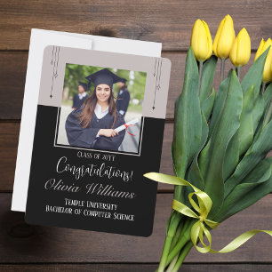 Graduation Custom Photo of Graduate,Modern Black 