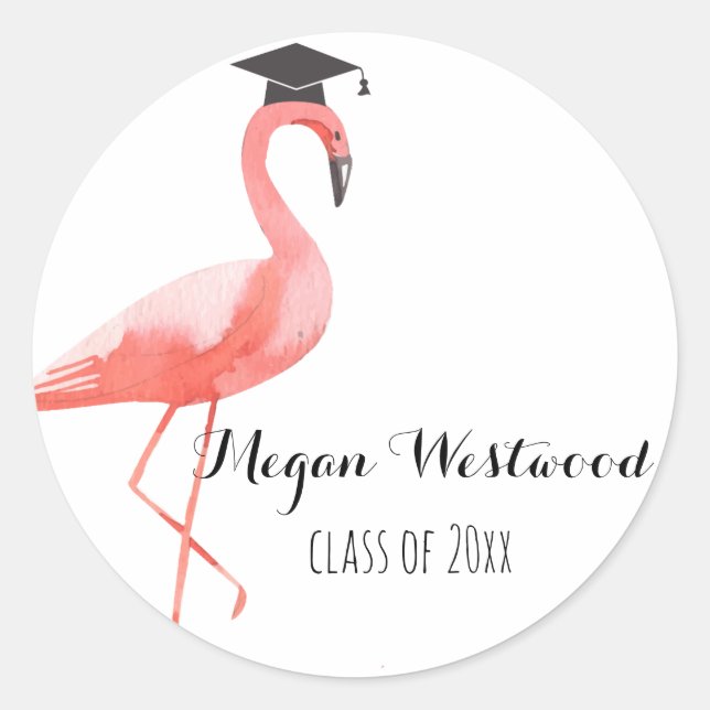 Graduation custom sticker funny flamingo tropical (Front)