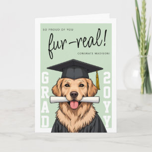 Graduation Cute Golden Retriever Custom Photo Card
