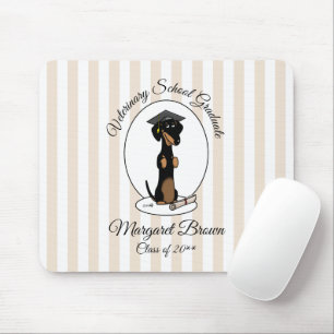 Graduation Dachshund (black & tan) - Cute dog Mouse Mat