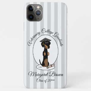 Graduation Dachshund Dog (black & tan) Cute iPhone 11 Pro Max Case