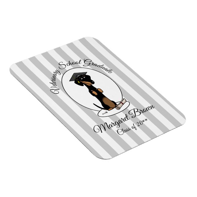 Graduation Dachshund Dog (black & tan) Cute Magnet (Right Side)