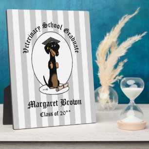 Graduation Dachshund Dog (black & tan) Cute Plaque