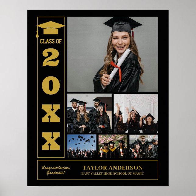 Graduation Day Senior Class of Photo Collage Black Poster (Front)