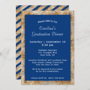 Graduation Dinner Blue Graduation Invitation