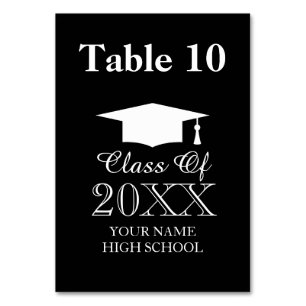 Graduation dinner party table number card signs