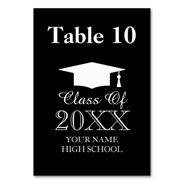 Graduation dinner party table number card signs (Front)