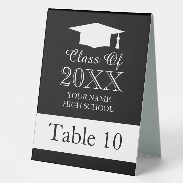 Graduation dinner party table number tent signs (Front)