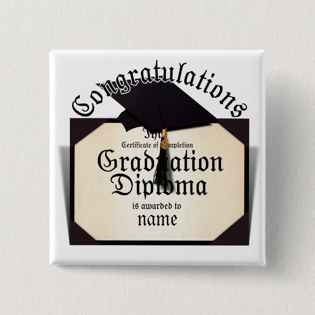 Graduation Diploma 15 Cm Square Badge (Front)