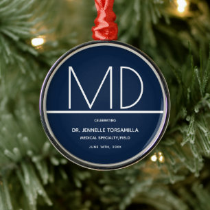 Graduation Doctor MD Keepsake Metal Tree Decoration