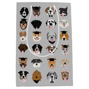 Graduation Dog Face Medium Gift Bag