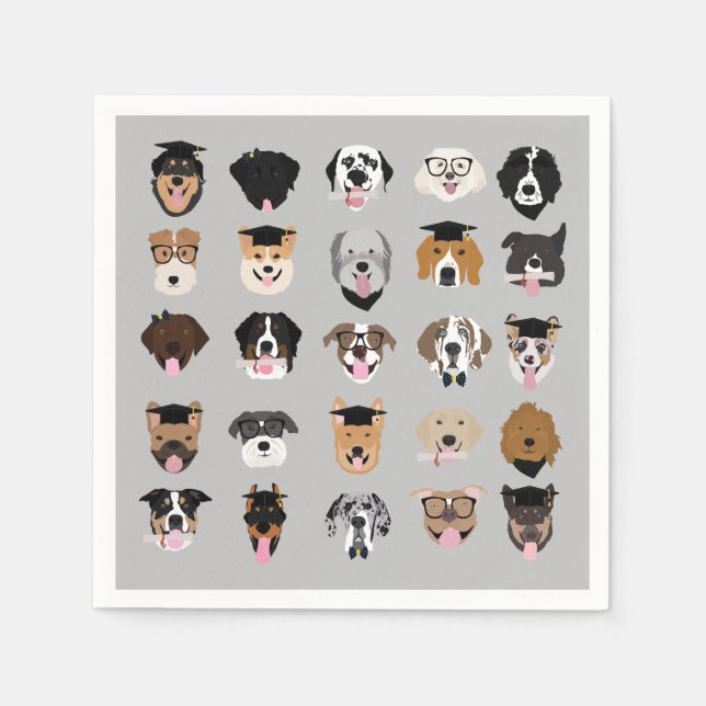 Graduation Dog Face Napkin (Front)