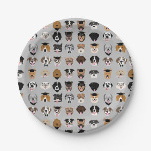 Graduation Dog Face Paper Plate
