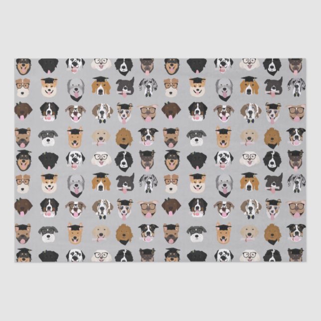Graduation Dog Face  Tissue Paper (Front)