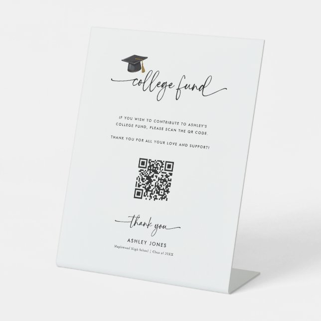 Graduation Donation Qr Code College Fund Sign (Front)