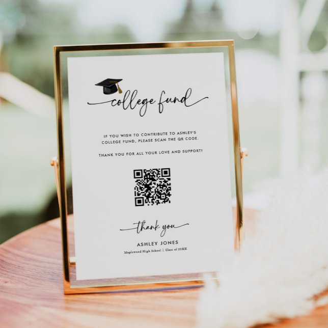 Graduation Donation Qr Code College Fund Sign (Creator Uploaded)