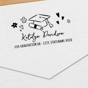 Graduation Doodle Name Address Self-inking Stamp