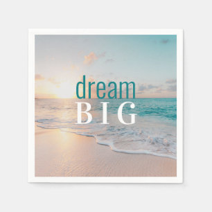 Graduation Dream Big  Beach Photo Inspirational Napkin