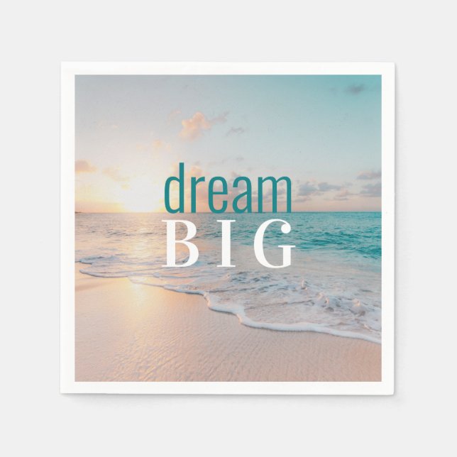 Graduation Dream Big  Beach Photo Inspirational Napkin (Front)
