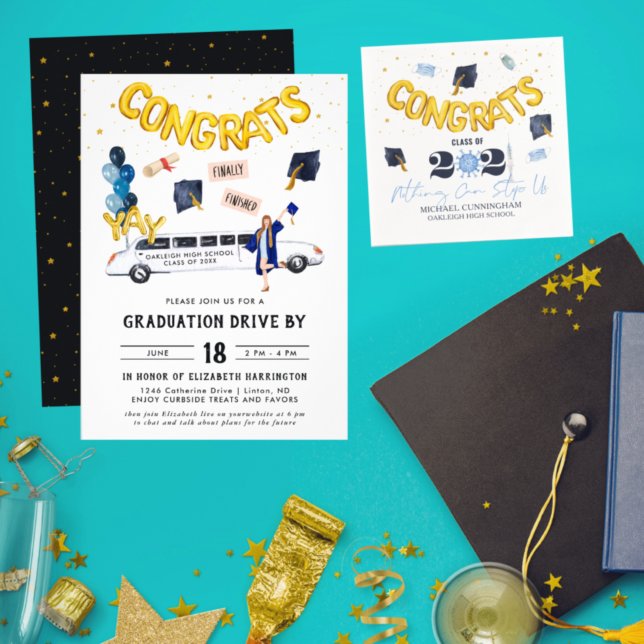 Graduation Drive By Parade Party | White Limo Invitation (Creator Uploaded)