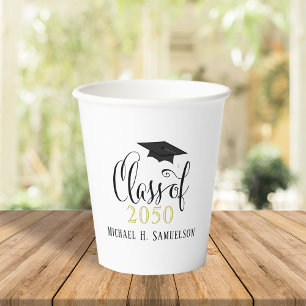 Graduation Elegant Classic Mortarboard Script  Paper Cups
