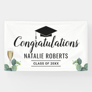 Graduation Elegant Foliage & Wine Botanical Banner
