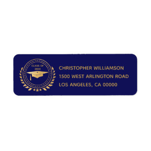 Graduation Elegant Gold Blue Class of Emblem