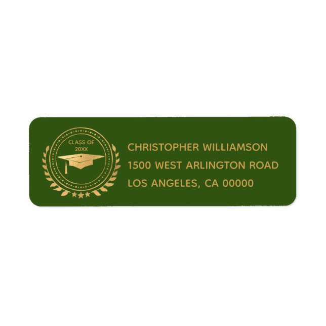 Graduation Elegant Gold Green Class of Emblem (Front)