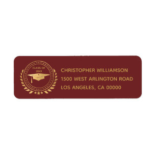Graduation Elegant Gold Red Class of Emblem
