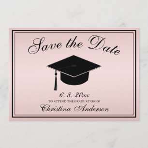 Graduation Elegant Save the Date Script Rose Invitation