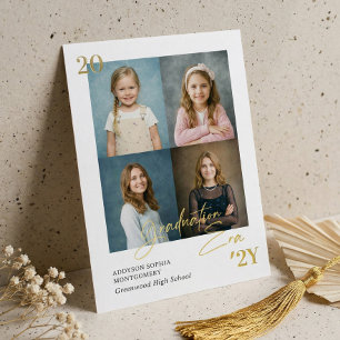 Graduation Era Simple Grad Photo Grid Announcement