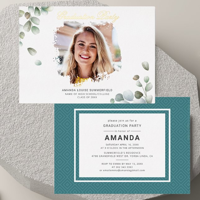 Graduation Eucalyptus Greenery Succulent Grad 2026 (Graduation Eucalyptus Greenery Succulent Grad 2025 Foil Invitation)