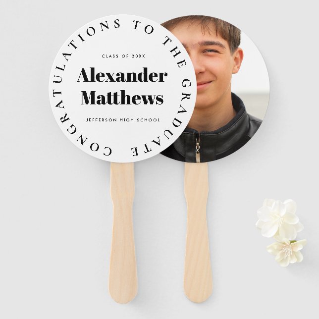 Graduation Fan Your School Class Male Photo (Front and Back)