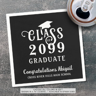 Graduation Fancy Class Year Script Name Napkin