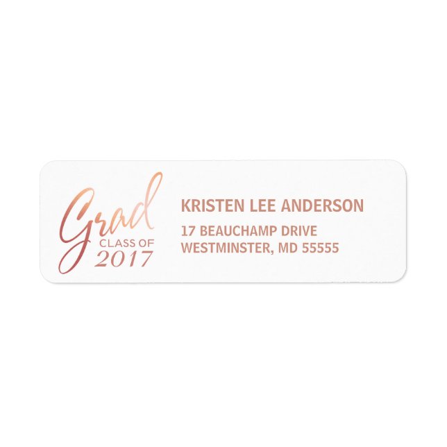Graduation Faux Blush Rose Elegant Handwriting (Front)