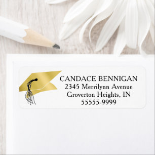 Graduation Faux Gold Cap Return Address