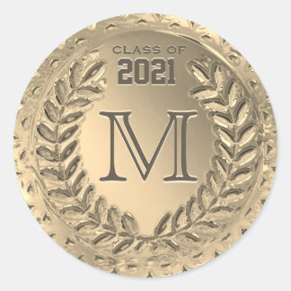 Graduation Faux Gold Foil Classic Round Sticker