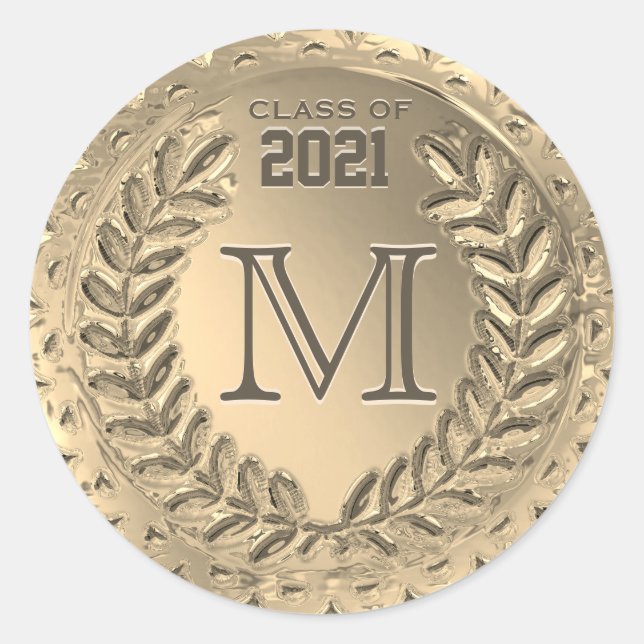 Graduation Faux Gold Foil  Classic Round Sticker (Front)