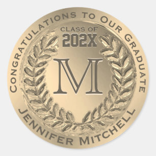 Graduation Faux Gold Foil  Classic Round Sticker