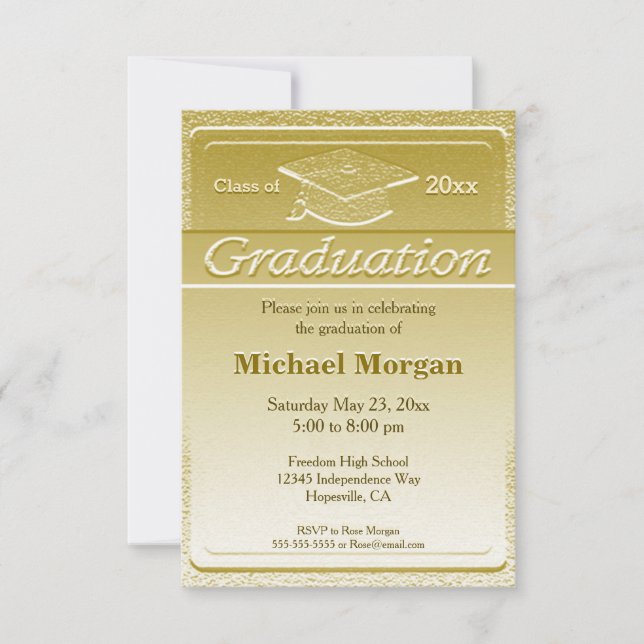 Graduation Faux Gold Metallic Invitation (Front)