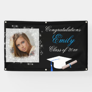 Graduation, Faux Sparkling Glitter, Photo Banner