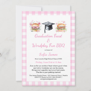Graduation Feast Wordplay Fun BBQ Invitation