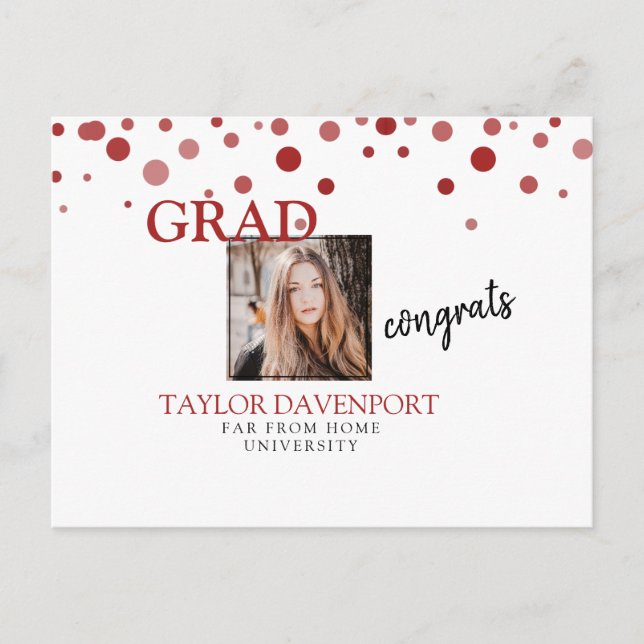 Graduation Female Photo Funny Message Announcement Postcard (Front)