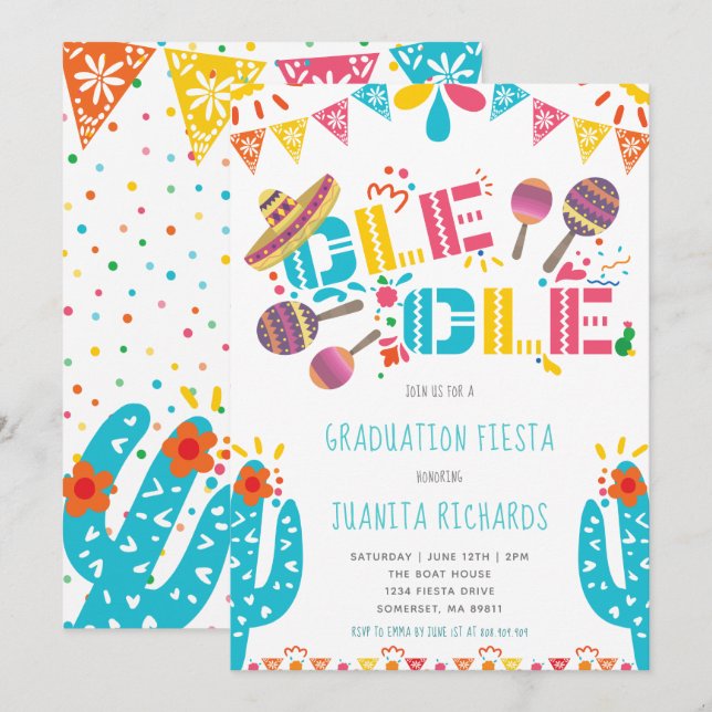 Graduation Fiesta Mexican Party Invitation (Front/Back)