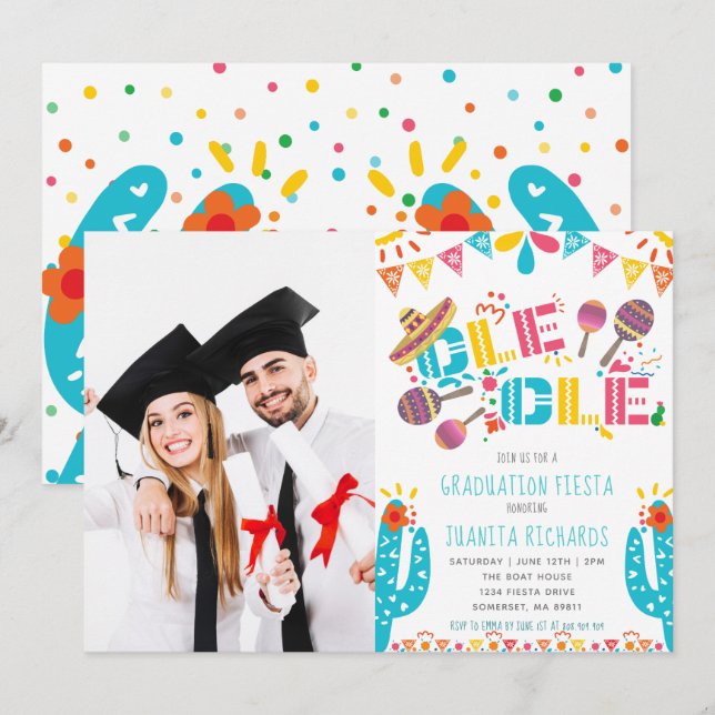 Graduation Fiesta Mexican Party Photo Invitation (Front/Back)