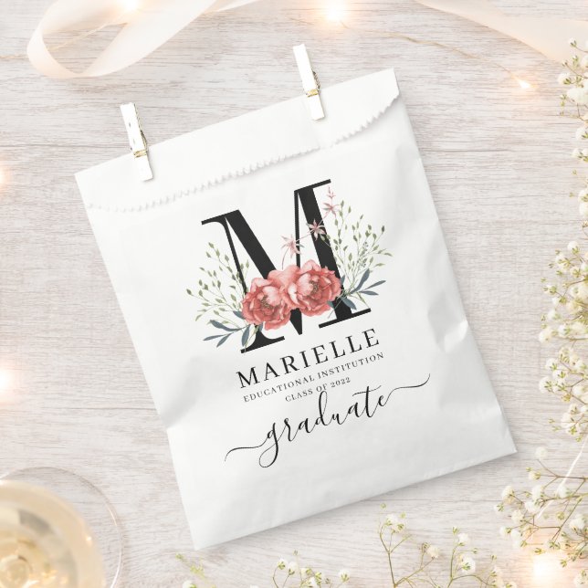Graduation Floral Monogram Logo Party  Favour Bags (Clipped)