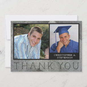 Graduation Formal Engraved Stone Photo Thank You Card